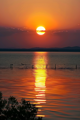 夏日落日海报沙滩晚霞摄影图