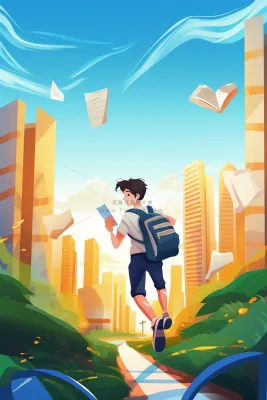 奔跑校园清新花草儿童人物背景 奔跑校园清新花草儿童人物背景