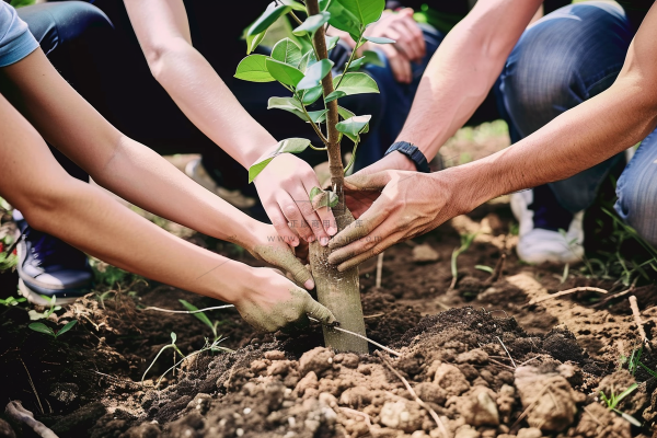 植树树苗保护环境摄影图