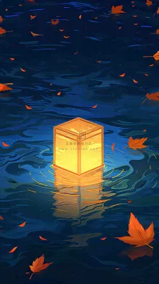 夜晚点灯孔明灯祈福中元节寒衣节插画背景