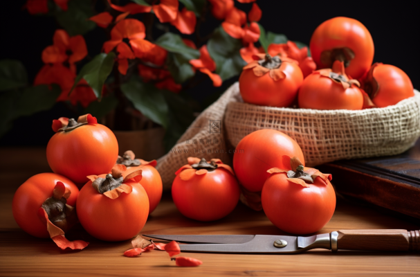 柿子秋季水果摄影图