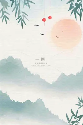 古风山水水墨画柳树柳条日出燕子惊蛰清明端午插画背景 古风山水水墨画柳树柳条日出燕子惊蛰清明端午插画背景