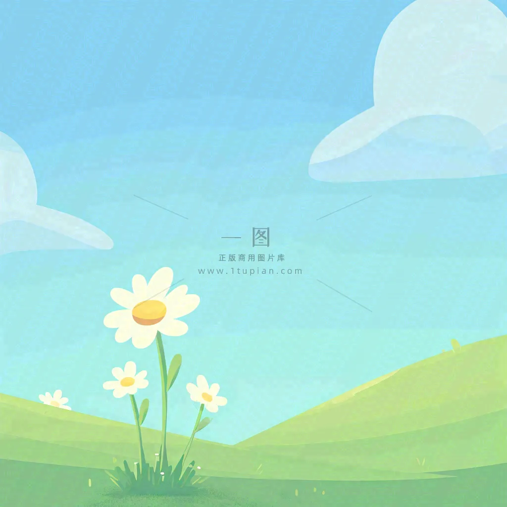 春天卡通手绘花草儿童节踏青春游