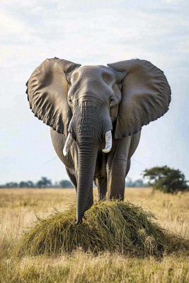 非洲大草原大象象群野生动物保护动物摄影图