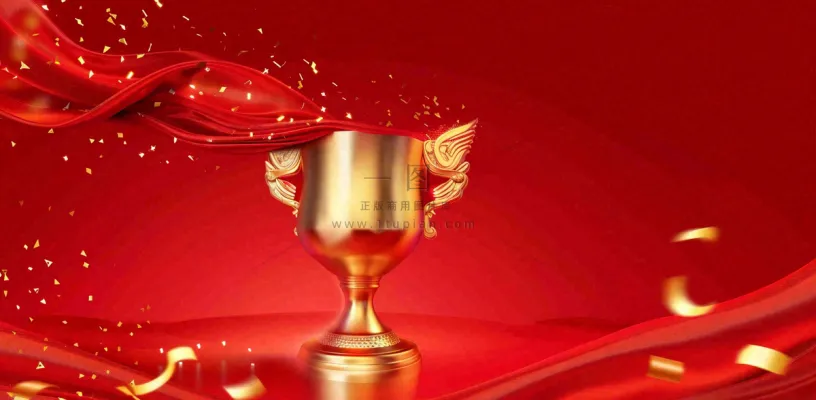 销量冠军销售红色大气奖杯背景