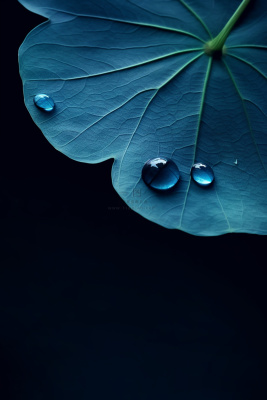 蓝色荷叶意境水珠节气海报背景