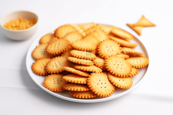 日式小圆饼饼干苏打饼摄影图