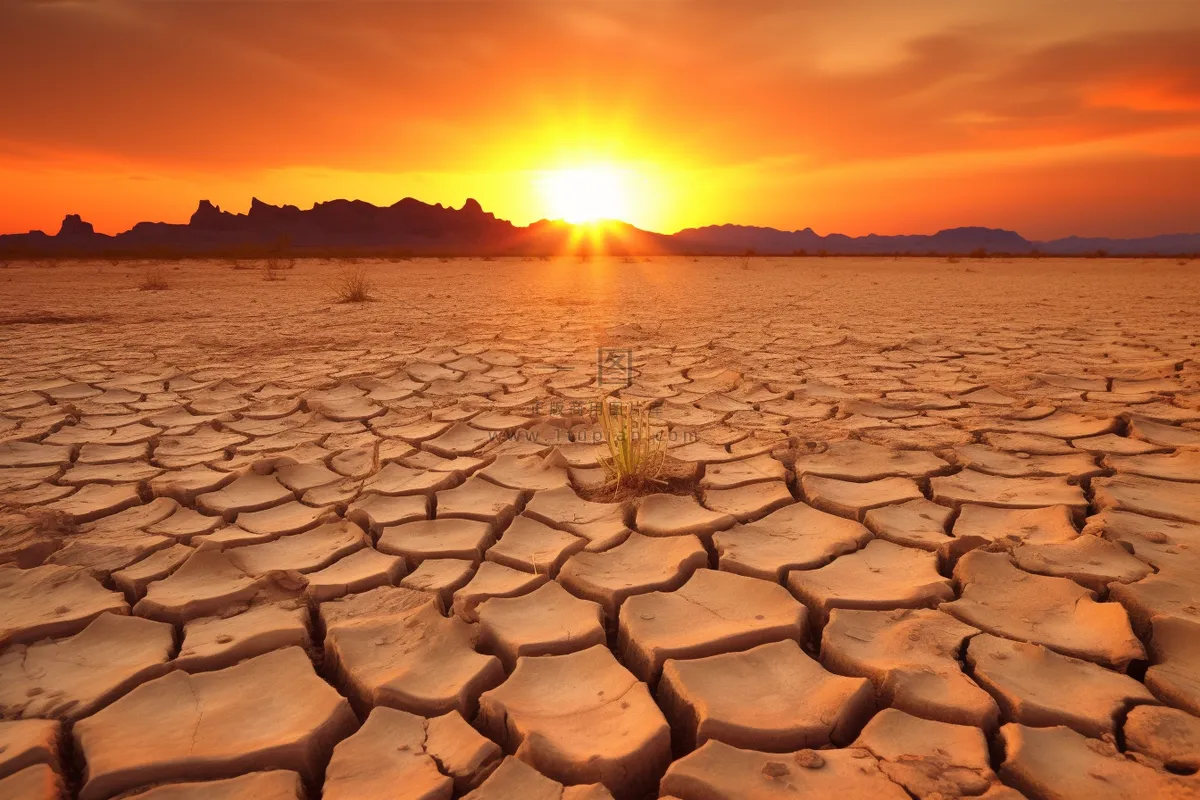 缺水干裂的土地地面干枯摄影图