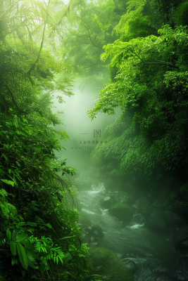 春天森林河流水汽绿意雾气摄影图 春天森林河流水汽绿意雾气摄影图