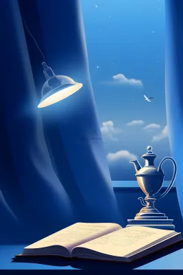 简约蓝色灯书籍扁平背景 简约蓝色灯书籍扁平背景