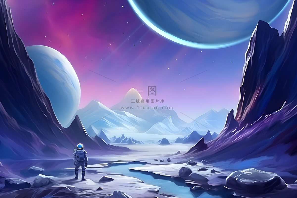 航天员太空紫色星空背景