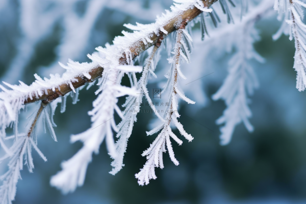 白霜挂满植物枝头冬天雾凇摄影图