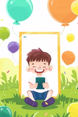 儿童节卡通插画气球版画背景
