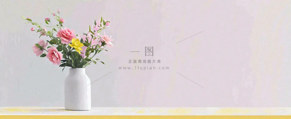 桌面花瓶花束简约情人节花束室内装饰摄影图