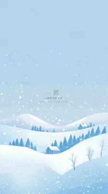 冬天白雪覆盖寒冷唯美雪景大寒插画背景
