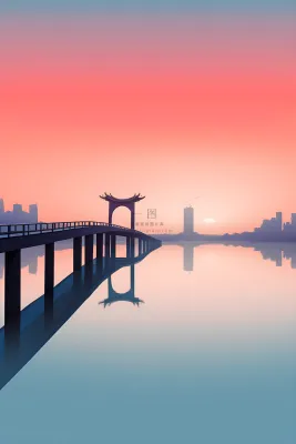 城市桥梁落日背景