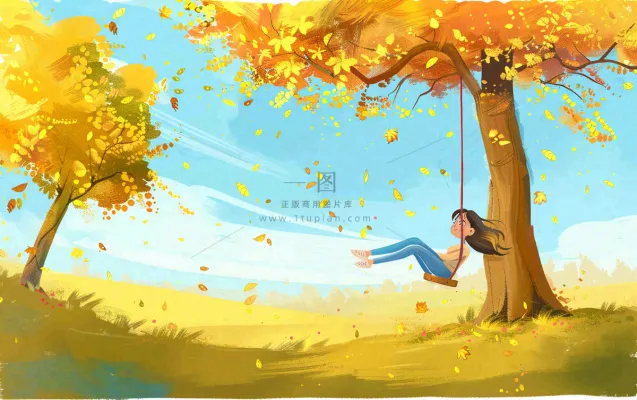 秋天插画风景处暑背景