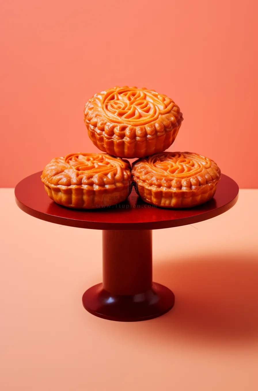 中秋月饼托盘美食糕点摄影图