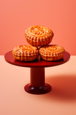 中秋月饼托盘美食糕点摄影图