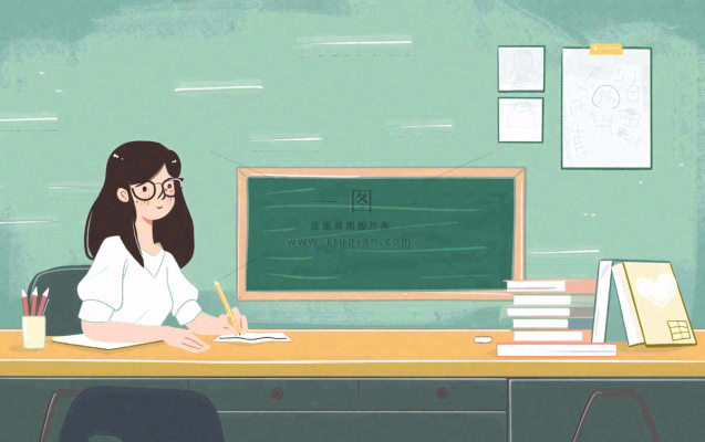 讲台上课教书育人老师黑板教师节卡通插画背景 讲台上课教书育人老师黑板教师节卡通插画背景