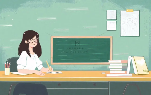 讲台上课教书育人老师黑板教师节卡通插画背景 讲台上课教书育人老师黑板教师节卡通插画背景