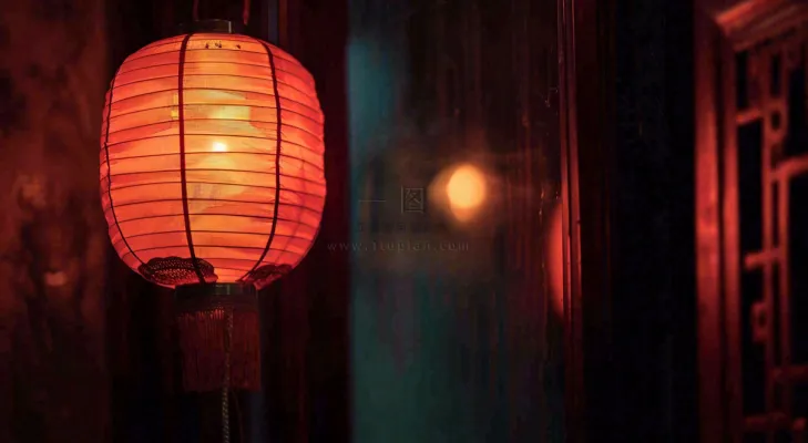 新春佳节红色灯笼元宵节小年除夕夜喜庆摄影图