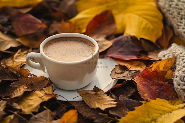秋天下午茶咖啡落叶毛衣摄影图 秋天下午茶咖啡落叶毛衣摄影图