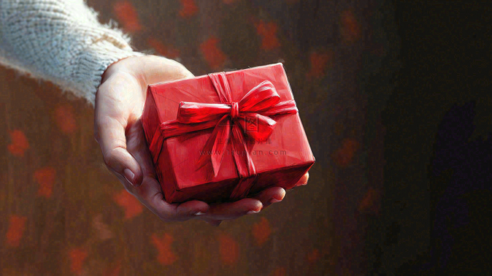 送礼物红色礼盒感恩节摄影图