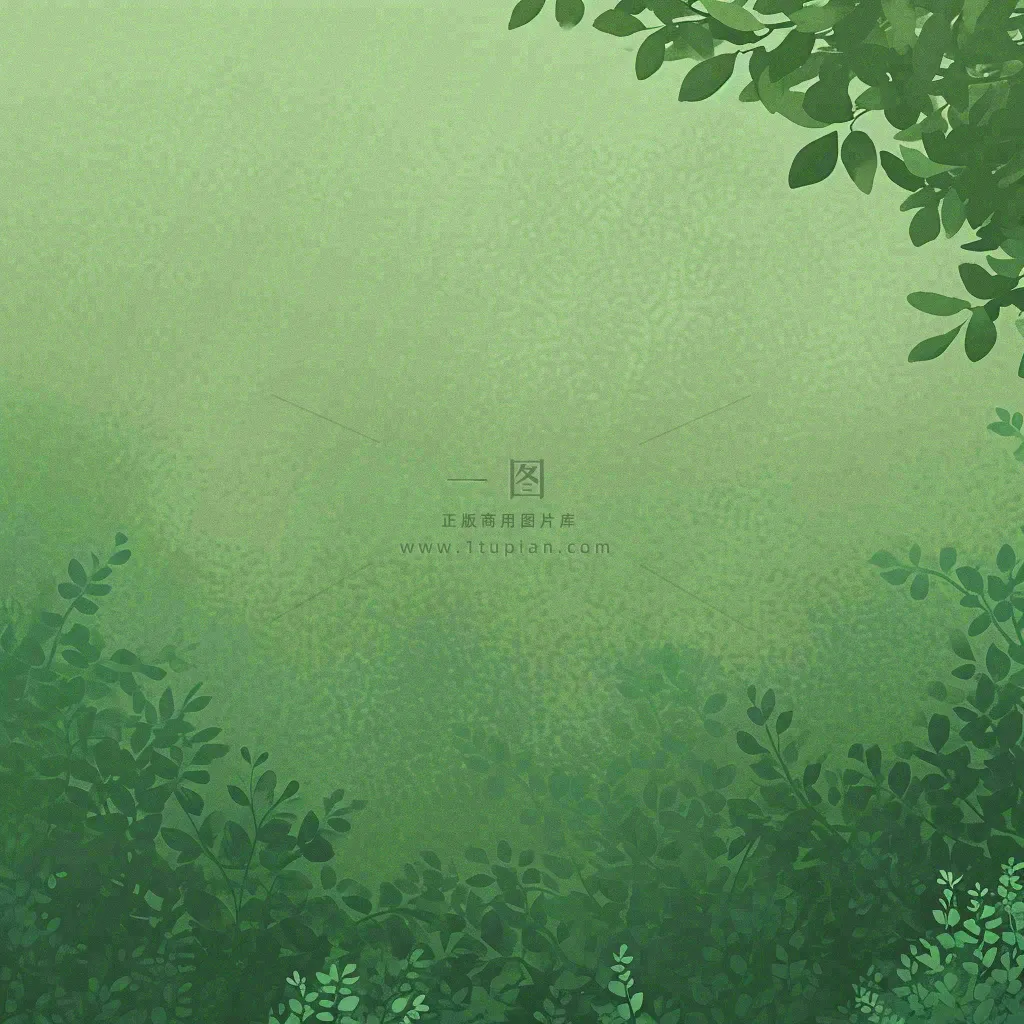 春天手绘绿草绿树