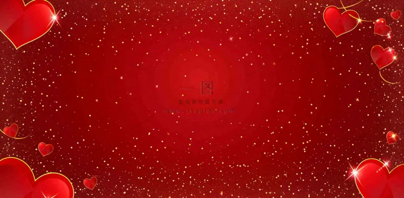 红色爱心闪光金点浪漫妇女节七夕插画背景