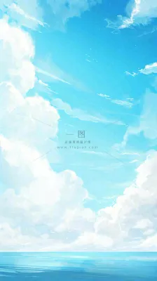海洋海面蓝天云层白云清新春天夏天阳光，立夏夏至大暑小暑
