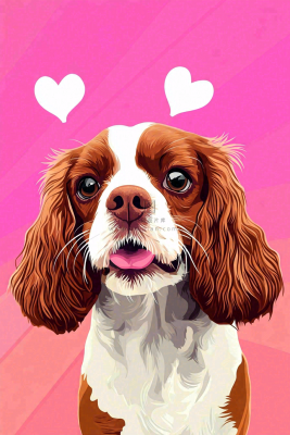 萌宠宠物小狗可爱玫红色插画背景 萌宠宠物小狗可爱玫红色插画背景