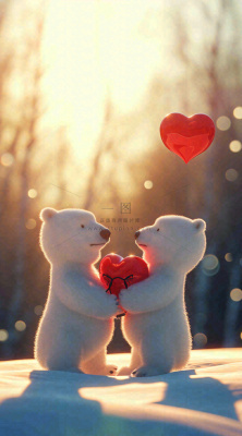 冬天雪地可爱小熊爱情情侣温馨,情人节520爱心摄影图 冬天雪地可爱小熊爱情情侣温馨,情人节520爱心摄影图