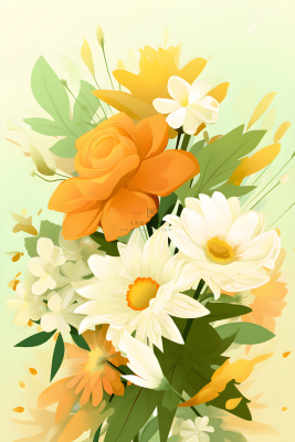 黄色渐变清新鲜花背景