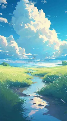 春天河边青草池塘蓝天白云，立春