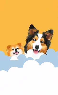 猫狗宠物店宣传卡通插画背景