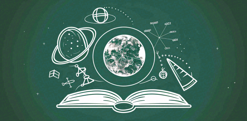 书本知识海洋遨游绿色黑板世界读书日创意插画背景