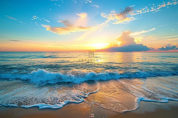 夏日落日海报沙滩晚霞摄影图