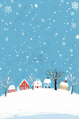 冬天白雪覆盖寒冷唯美雪景小寒插画背景