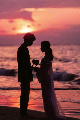 浪漫夕阳晚霞海边情侣情人节七夕摄影图 浪漫夕阳晚霞海边情侣情人节七夕摄影图