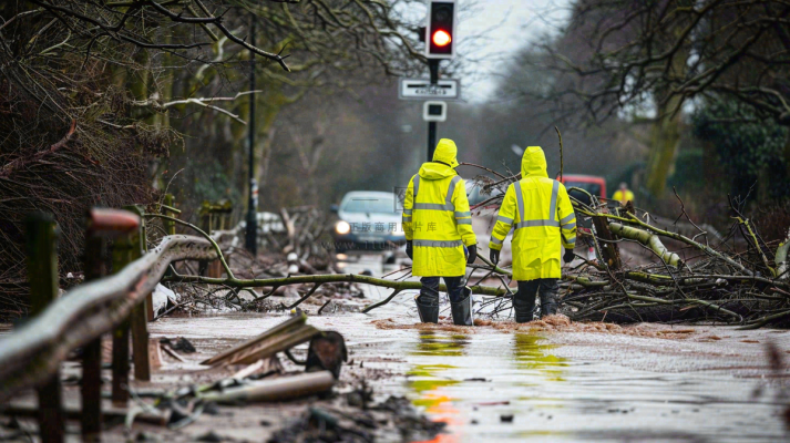 洪水自然灾害防洪预警摄影图