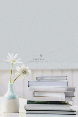 文静花瓶装饰书本阅读知识世界读书日摄影图