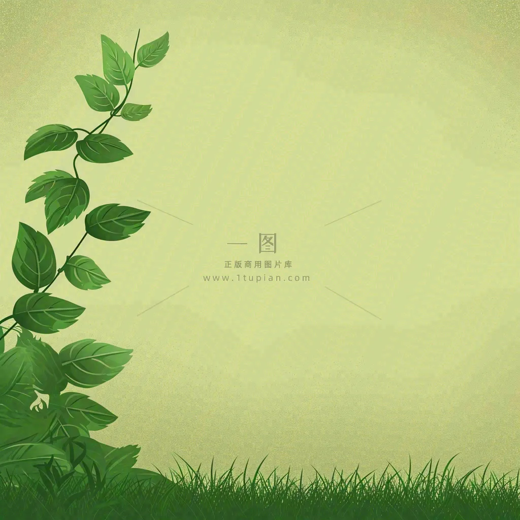 春天手绘绿草绿树