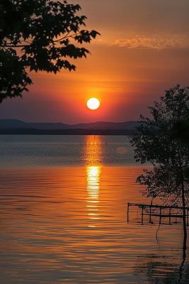 夏日落日海报沙滩晚霞摄影图