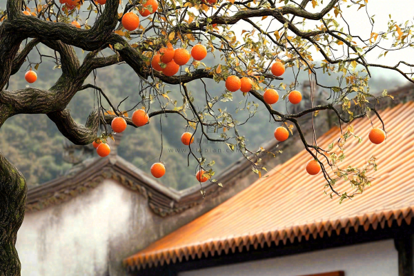 树枝上的橘子橙子高挂丰收成熟摄影图