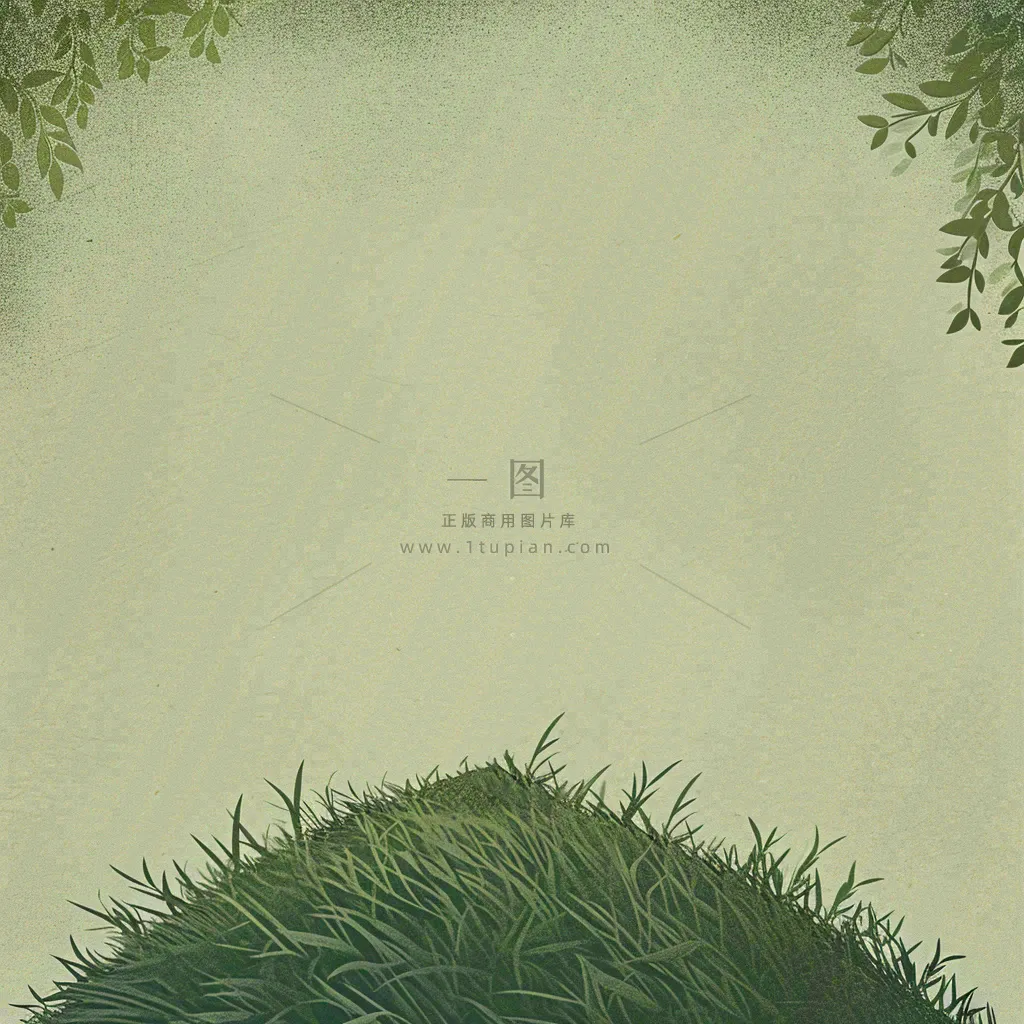 春天手绘绿草绿树