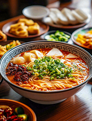 红烧面香辣小面美食摄影图