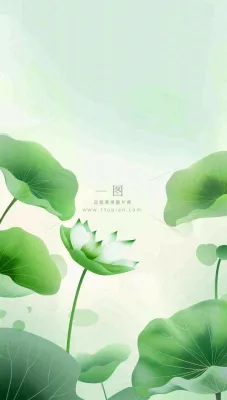夏天荷花荷叶清凉小清新淡雅小暑大暑处暑插画背景