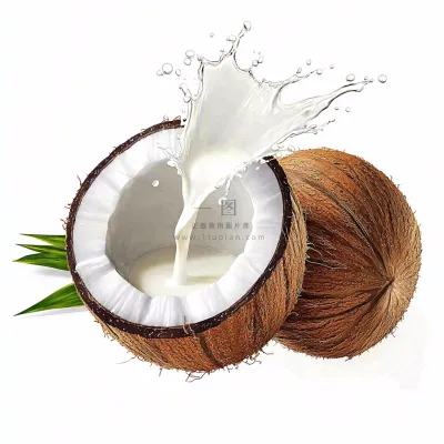 椰子汁飞溅新鲜果汁摄影图