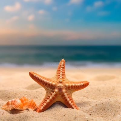 在沙滩上的海星的照片海滩背景地中海海滩背景沙子和大海